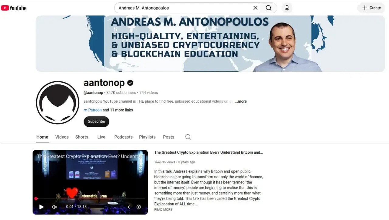 کانال Andreas M. Antonopoulos | صرافی کیف پول من