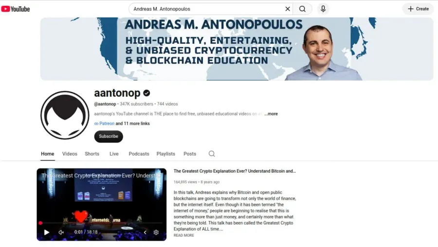 کانال Andreas M. Antonopoulos | صرافی کیف پول من