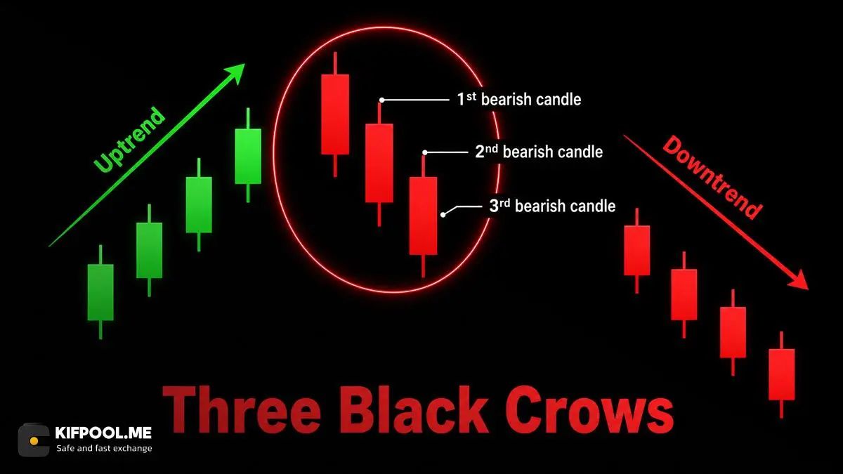 الگوی سه کلاغ سیاه Three Black Crows | صرافی کیف پول من
