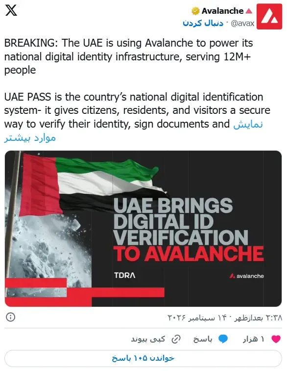 امارات بلاک‌چین آوالانچ را به سیستم هویت دیجیتال ملی UAE PASS اضافه می‌کند | کیف پول من