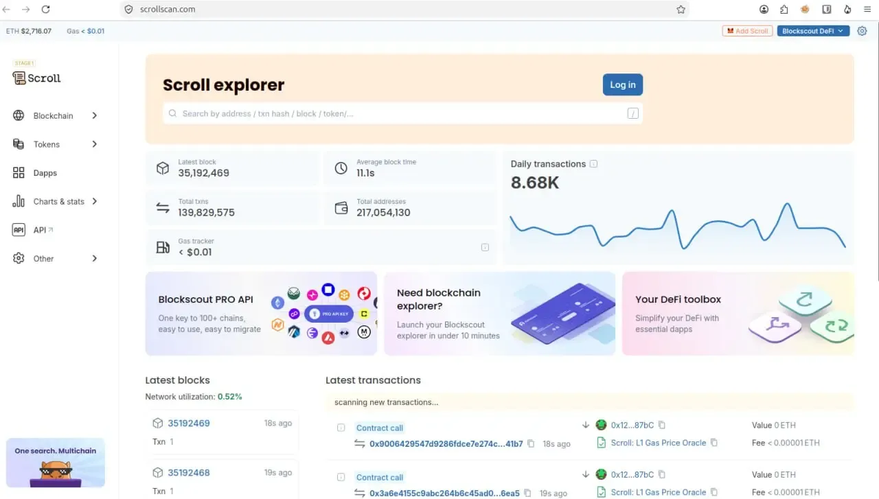 پیگیری تراکنش‌ها با مرورگر بلاک چین اسکرول اسکن (Scrollscan) | صرافی کیف پول من