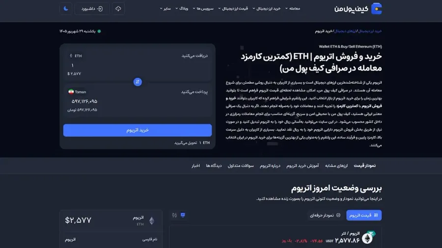 خرید ریالی اتریوم از صرافیهای معتبر داخلی | صرافی کیف پول من