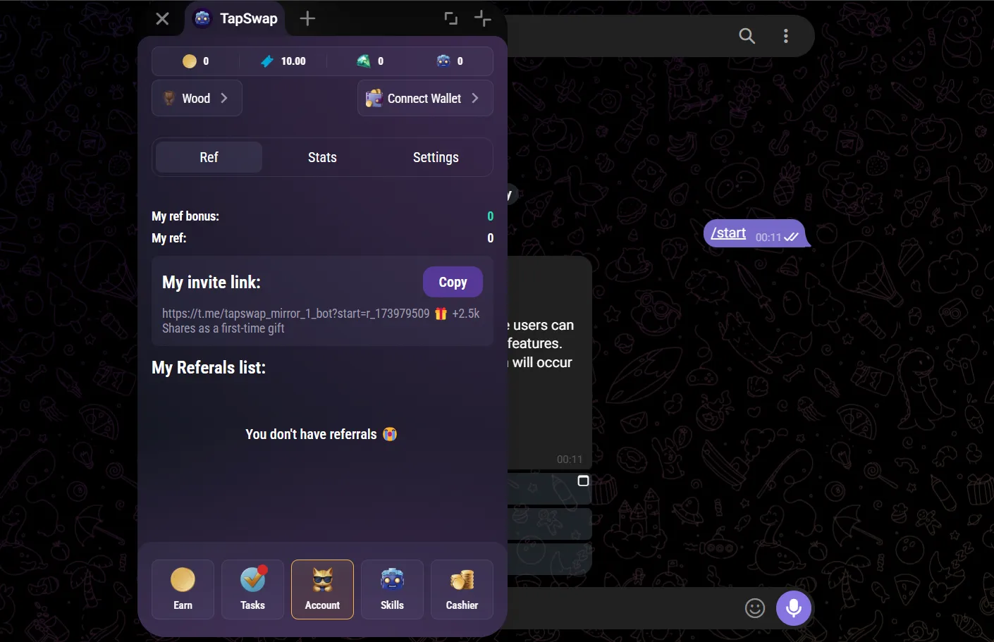 معرفی کامل بازی تپ سواپ | بخش Referral System در تپ سواپ | صرافی ارز دیجیتال کیف پول من