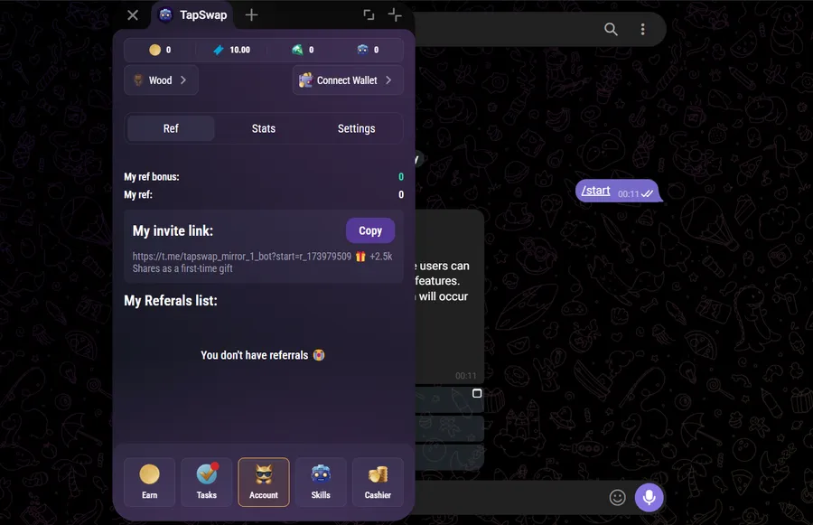 معرفی کامل بازی تپ سواپ | بخش Referral System در تپ سواپ | صرافی ارز دیجیتال کیف پول من