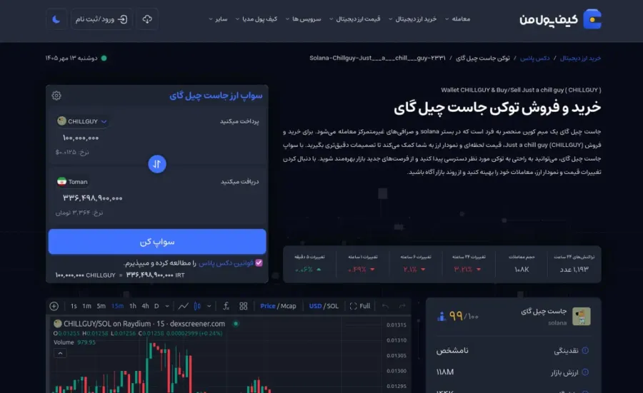 خرید میم کوین چیل گای از سرویس دکس پلاس کیف پول من | صرافی کیف پول من