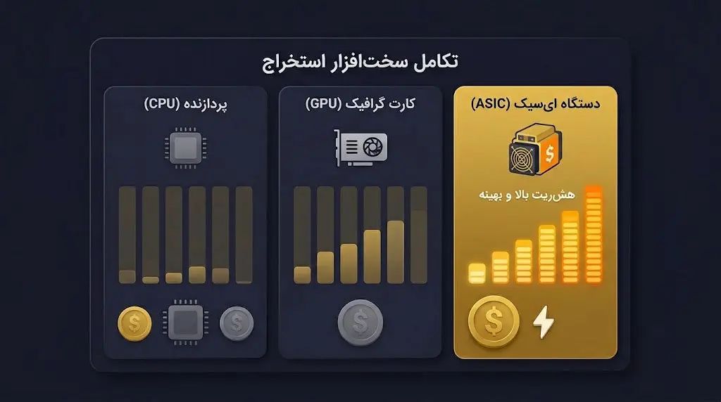 بررسی روش های مختلف استخراج: پردازنده CPU، کارت گرافیک GPU و دستگاه ای سیک ASIC | کیف پول من