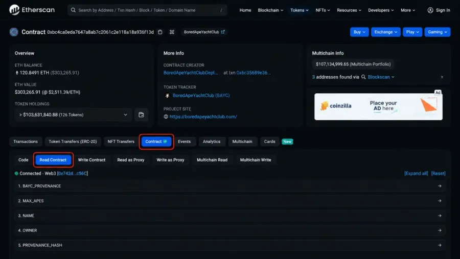 کار با بخش Read Contract برای ارتباط با قرارداد هوشمند | صرافی کیف پول من