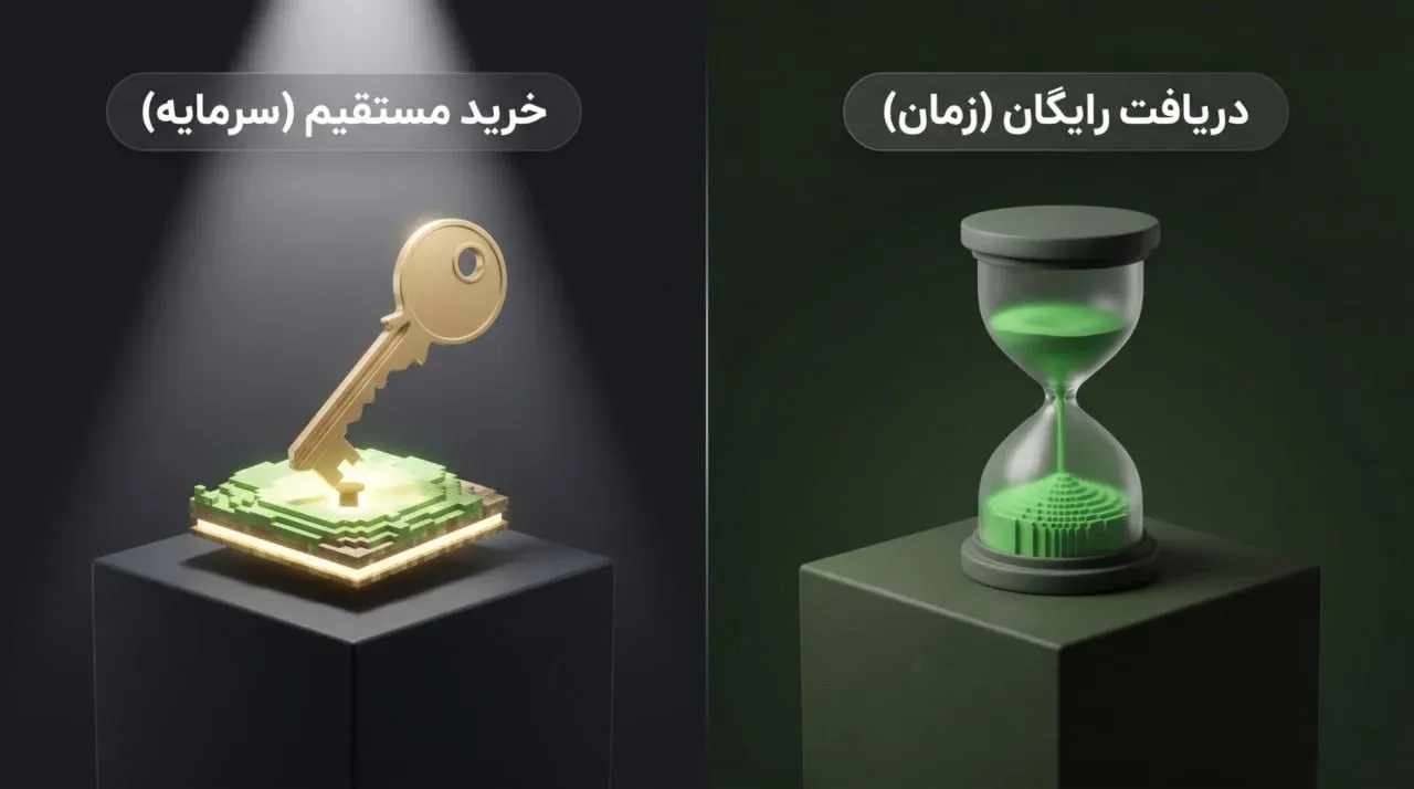 مقایسه روش&zwnj;های دریافت زمین: رایگان در برابر خرید مستقیم | کیف پول من