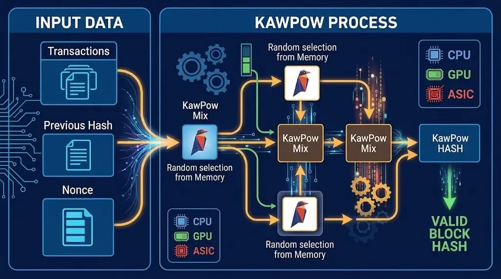 الگوریتم KawPow | بهینه‌سازی برای کارت‌های گرافیک | صرافی کیف پول من