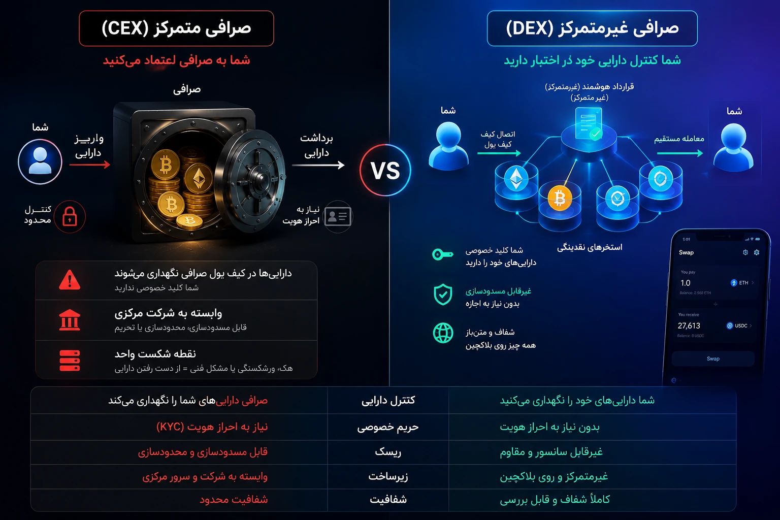 تفاوت صرافی غیرمتمرکز با متمرکز