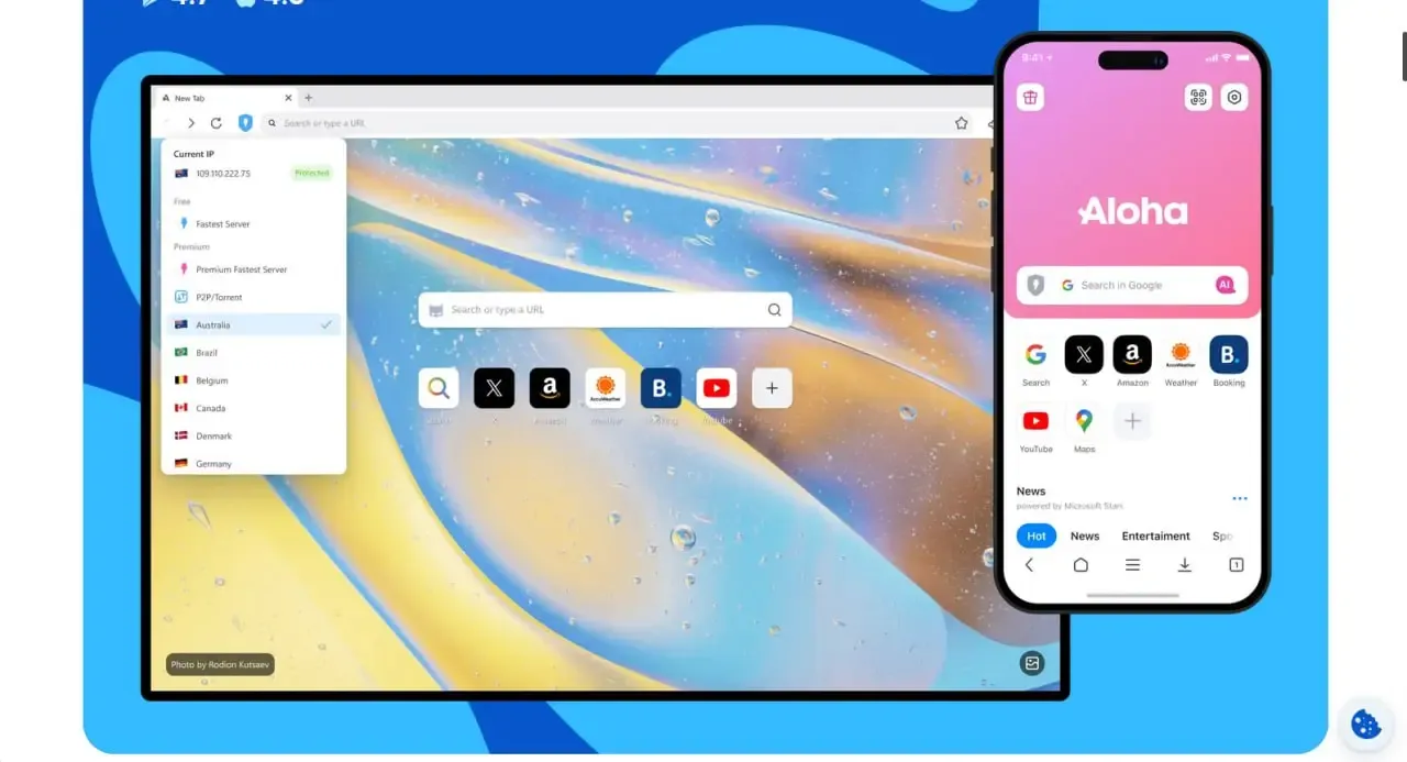مرورگر آلوها (Aloha Browser) | صرافی کیف پول من