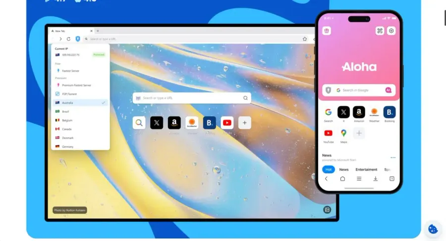 مرورگر آلوها (Aloha Browser) | صرافی کیف پول من