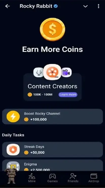 بخش Earn و دریافت پاداش با انجام ماموریت‌های روزانه | صرافی کیف پول من