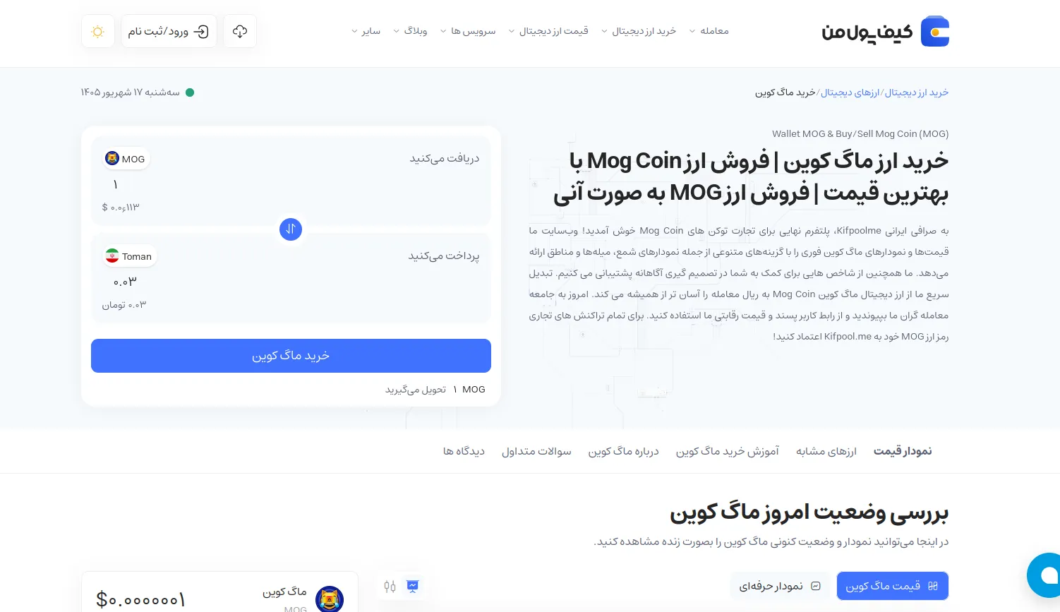 ارز دیجیتال Mog Coin | خرید ماگ کوین | صرافی کیف پول من