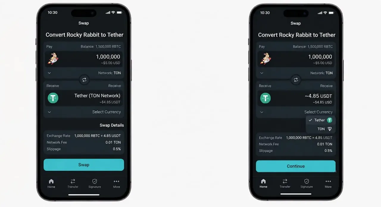 فروش مستقیم و تبدیل توکن در کیف پول (Swap) | صرافی کیف پول من