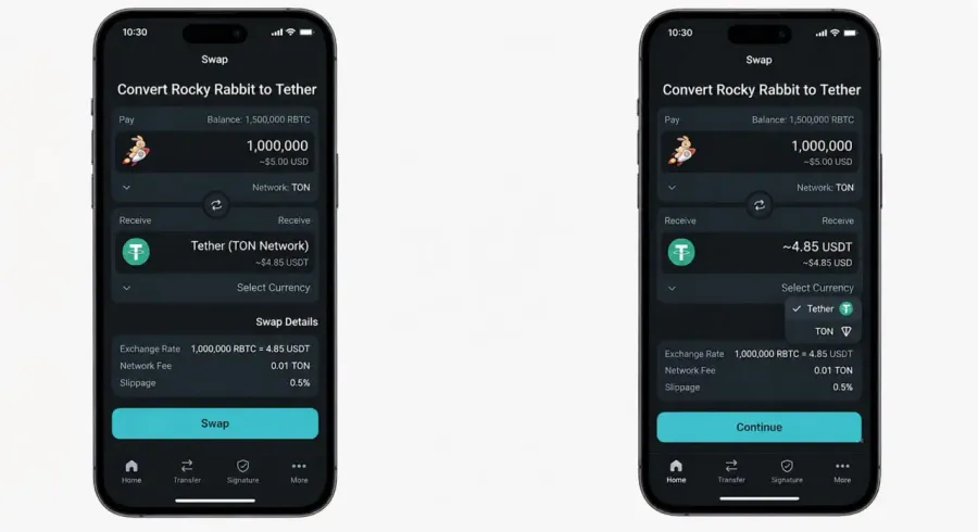 فروش مستقیم و تبدیل توکن در کیف پول (Swap) | صرافی کیف پول من