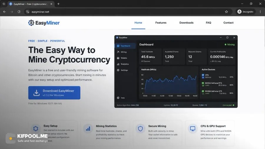 ایزی ماینر EasyMiner بهترین و سادهترین رابط گرافیکی برای شروع کار مبتدیان | کیف پول من
