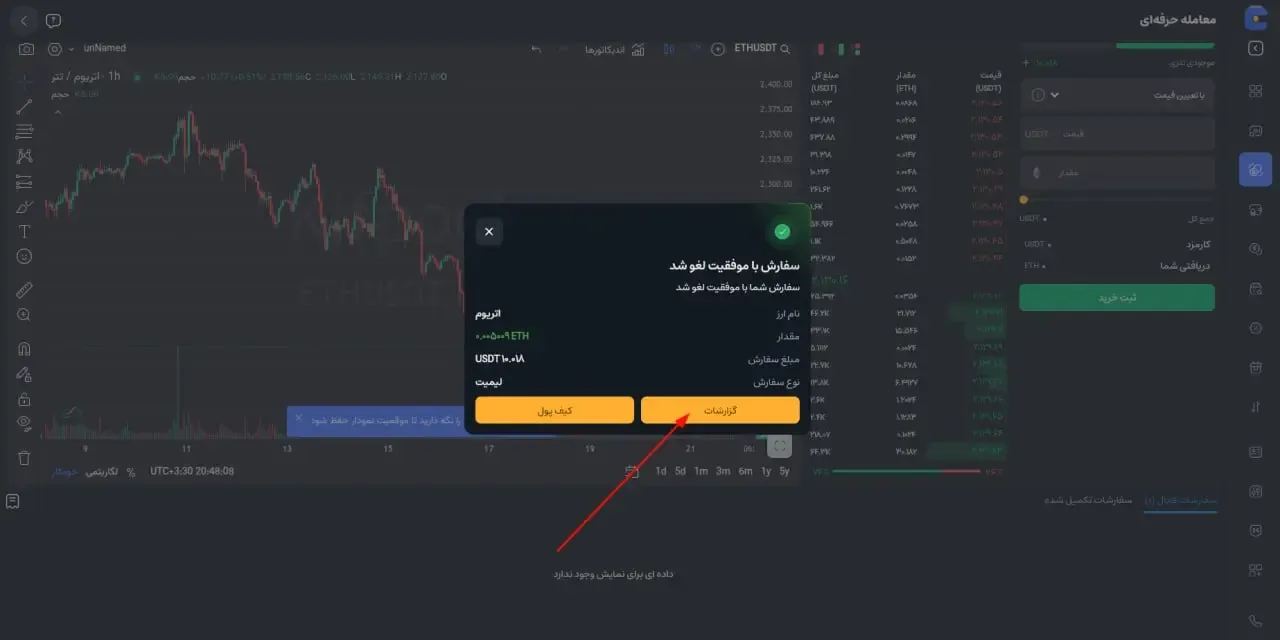 پیگیری سفارش&zwnj;های باز و لغو سفارش (Limit) | صرافی کیف پول من