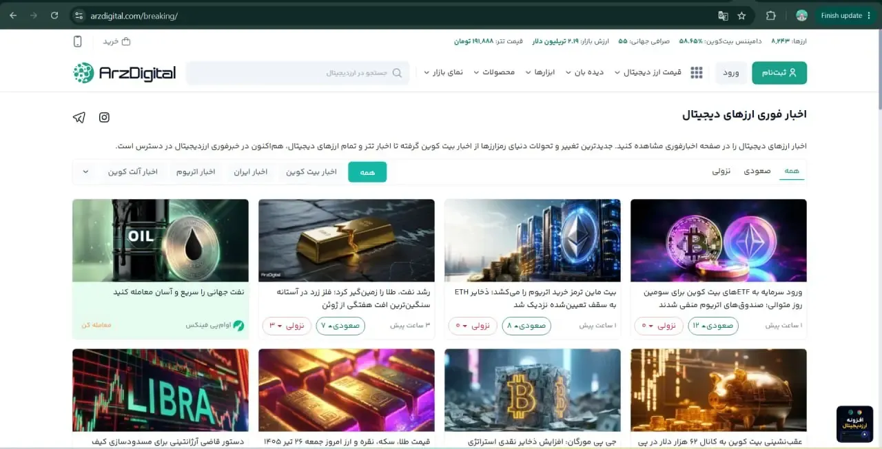ارز دیجیتال، پایگاه جامع اخبار، قیمت‌ها و مقالات آموزشی | صرافی کیف پول من