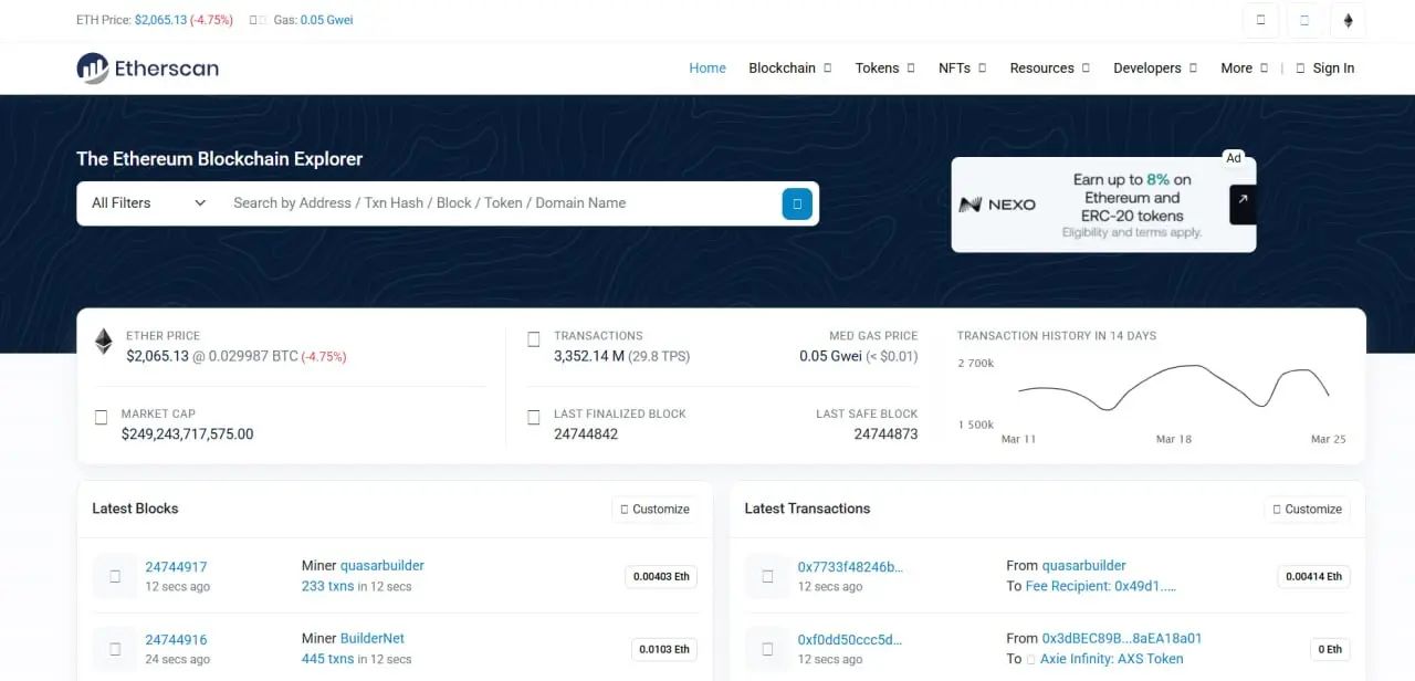 آموزش کار با سایت Etherscan | صرافی کیف پول من