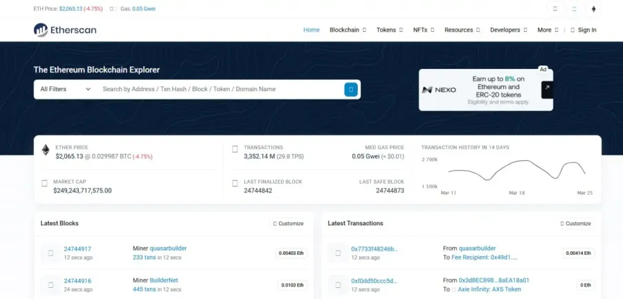آموزش کار با سایت Etherscan | صرافی کیف پول من