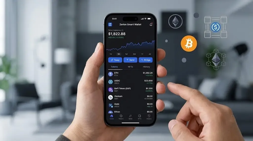 کیف پول هوشمند Zerion Smart Wallet و ویژگی‌های نسخه‌ی موبایل | صرافی کیف پول من