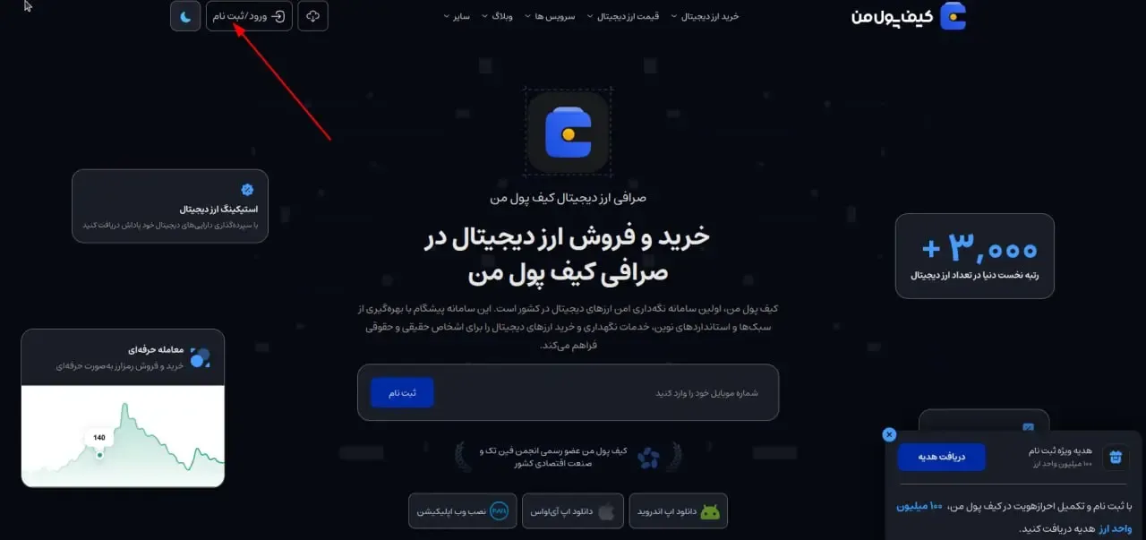 ورود و ایجاد حساب کاربری | صرافی کیف پول من