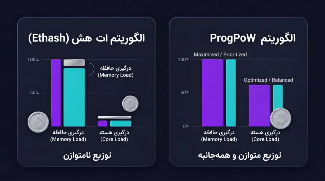 مقایسه تطبیقی عملکرد سخت‌افزار در ProgPoW و الگوریتم‌های سنتی | کیف پول من