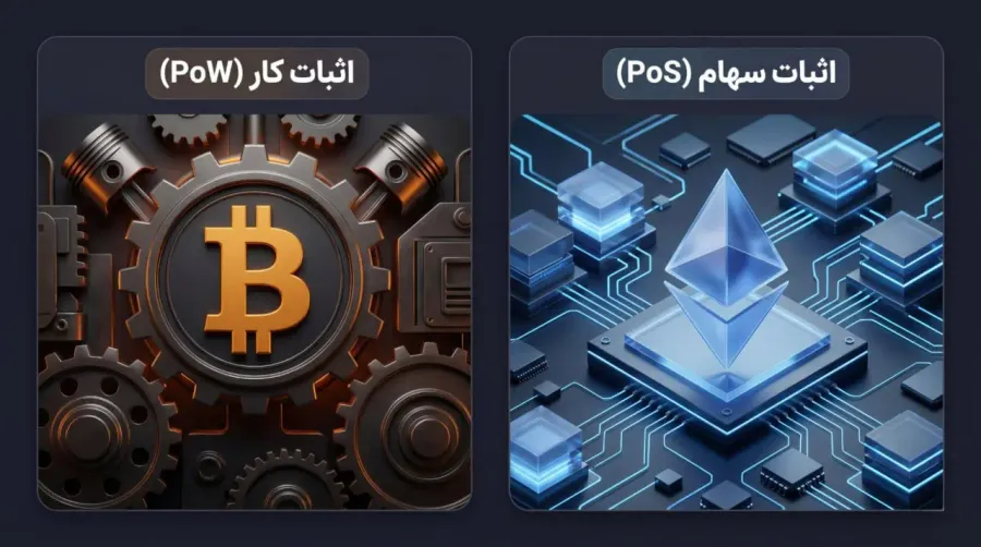 مقایسهی جامع اثبات کار و اثبات سهام | صرافی کیف پول من
