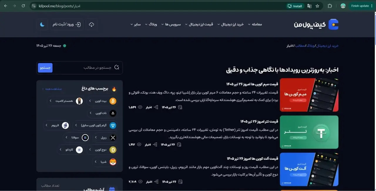 کیف پول من، پلتفرم جامع اخبار بازار، راهنماهای کاربردی و تحلیل روزانه | صرافی کیف پول من