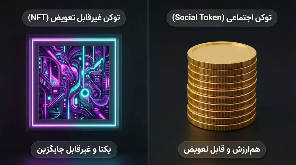 تفاوت توکن اجتماعی و توکن غیرقابل تعویض (NFT)  | صرافی کیف پول من