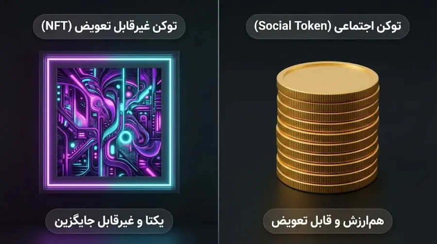 تفاوت توکن اجتماعی و توکن غیرقابل تعویض (NFT) | صرافی کیف پول من