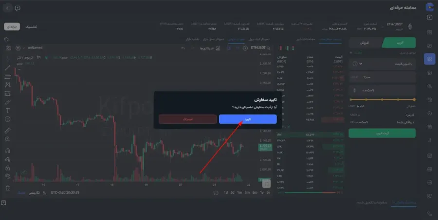 ثبت سفارش خرید با تعیین قیمت (Limit) | صرافی کیف پول من
