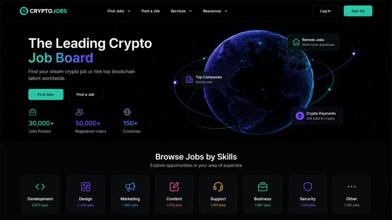 سایت CryptoJobs: مرجع اصلی پروژه‌های بلاک چین و تولید محتوای تخصصی | کیف پول من