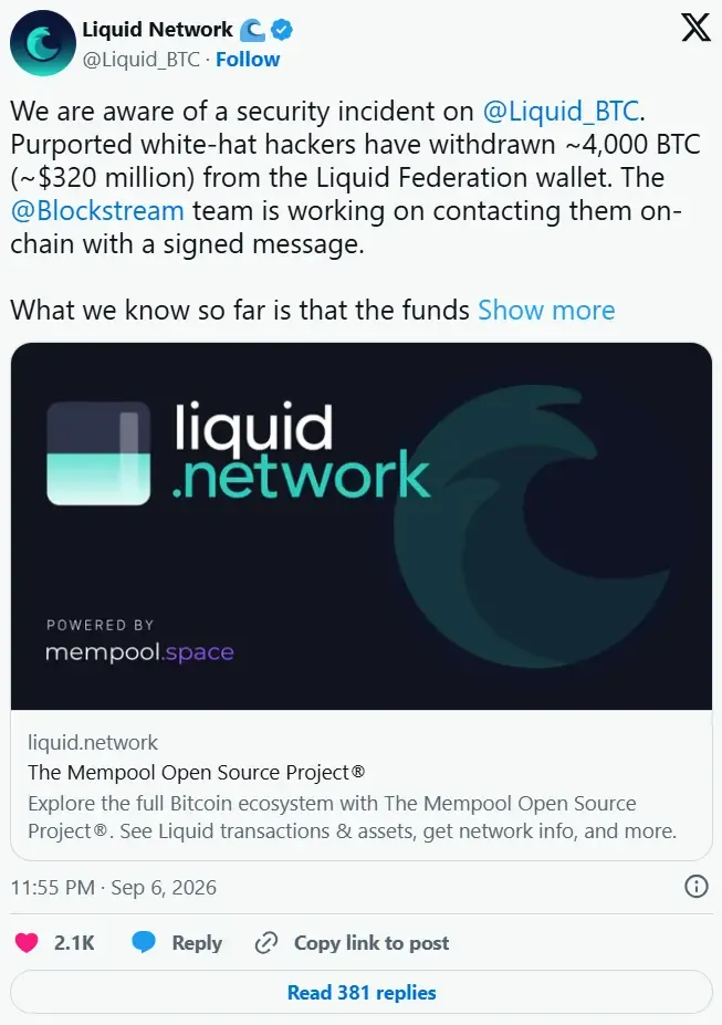 برداشت ۳۲۰ میلیون دلار بیت‌کوین از Liquid | صرافی کیف پول من