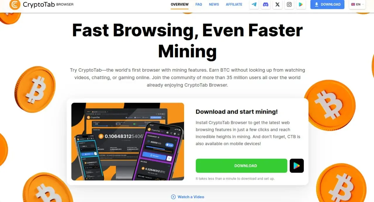 مرورگر کریپتوتپ (CryptoTab Browser) | صرافی کیف پول من