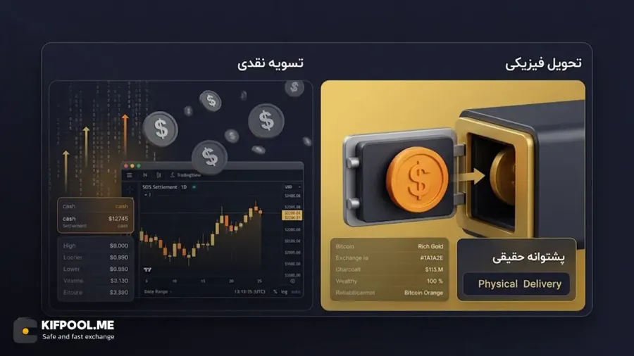 تحویل فیزیکی بیت کوین در برابر تسویه نقدی | صرافی کیف پول من