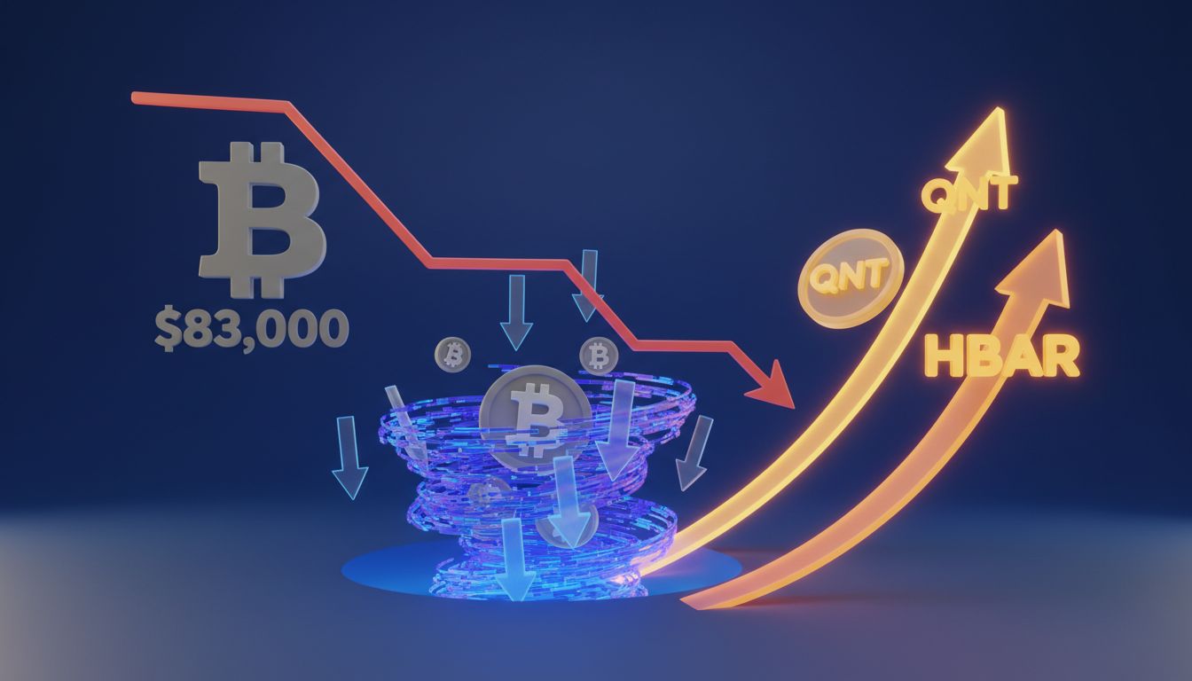 سقوط بیت کوین به زیر ۸۳ هزار دلار؛ QNT و HBAR در برابر ریزش بازار مقاومت می‌کنند