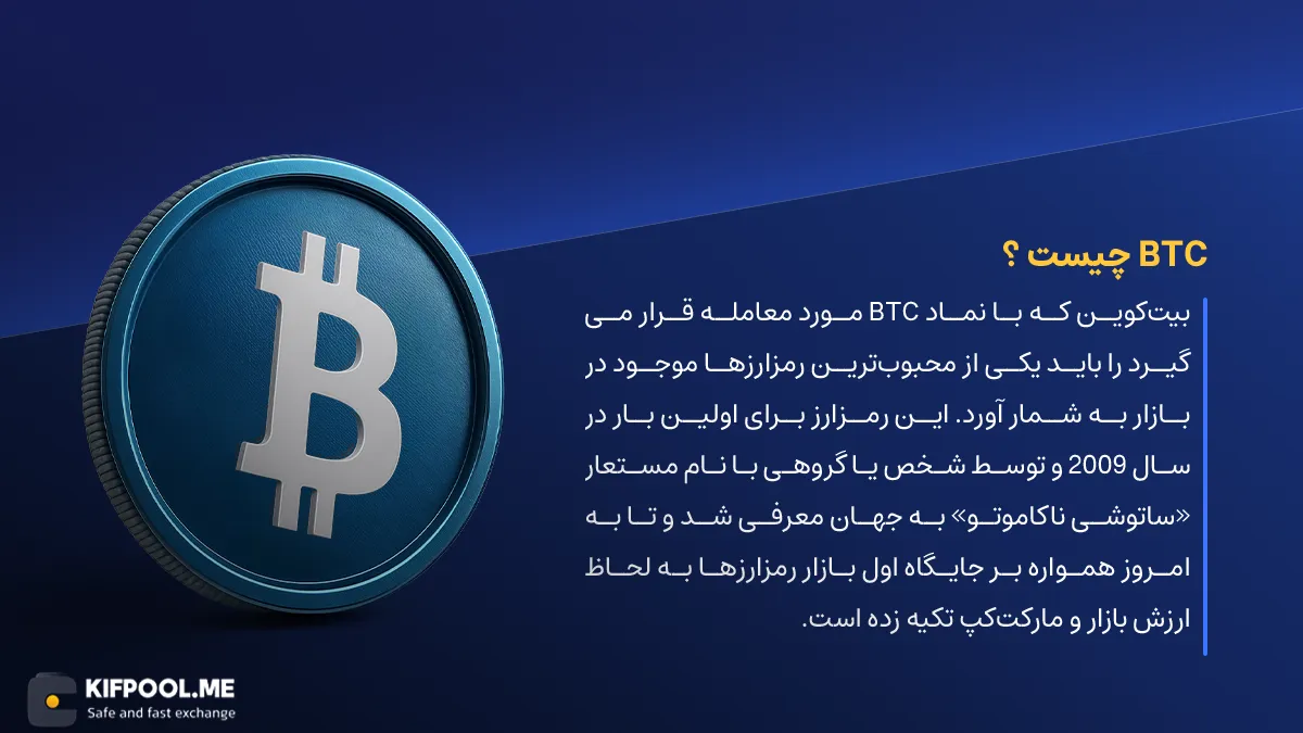 ارز دیجیتال BTC چیست؟ | خرید و فروش ارز Bitcoin | خرید سریع ارز بیت کوین | صرافی ارز دیجیتال کیف پول من
