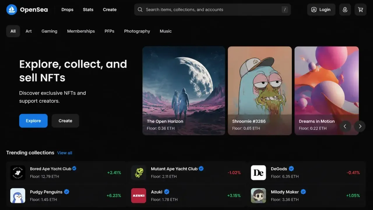بازار OpenSea | صرافی کیف پول من
