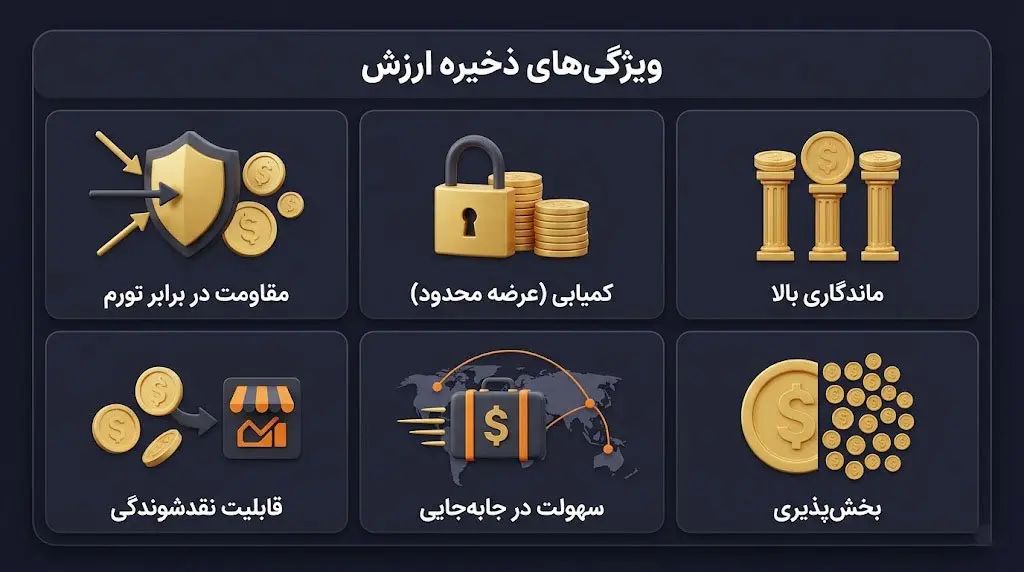 یک دارایی ایده&zwnj;آل برای حفظ ارزش باید چه ویژگی&zwnj;هایی داشته باشد؟ | کیف پول من