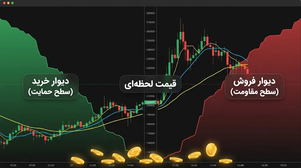 نمودار عمق بازار یا Market Depth و کاربرد آن | تشخیص دیوار های خرید و دیوار های فروش | صرافی کیف پول من
