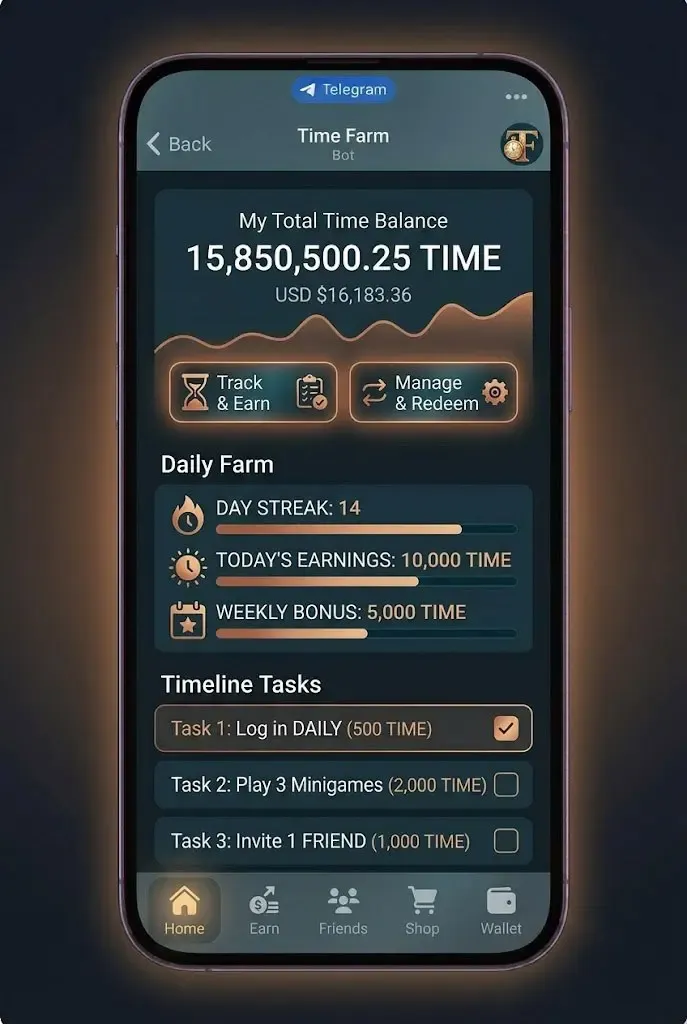 مینی اپلیکیشن تایم فارم (Time Farm) | صرافی کیف پول من