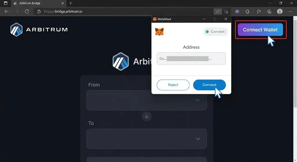 آموزش گام‌به‌گام انتقال اتریوم به آربیتروم با پل رسمی Arbitrum Bridge | کیف پول من
