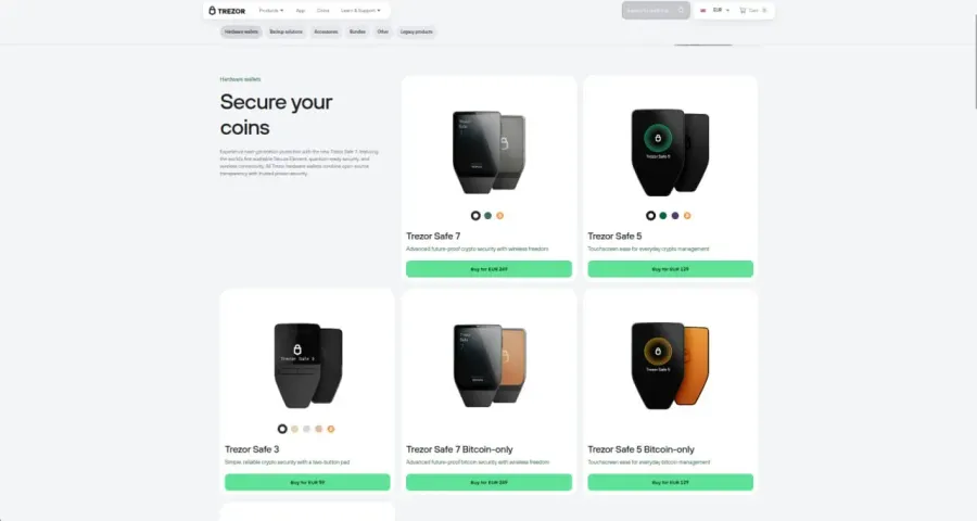خانواده ترزور Trezor | صرافی کیف پول من