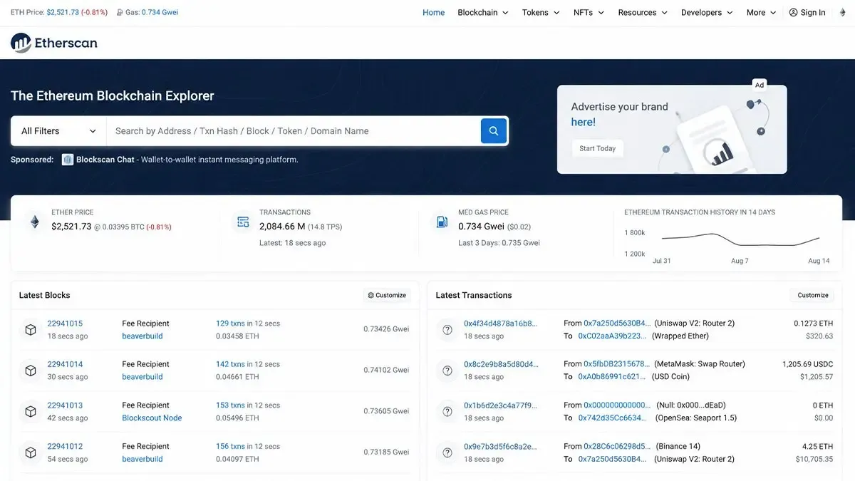 اتر اسکن (Etherscan) | صرافی کیف پول من