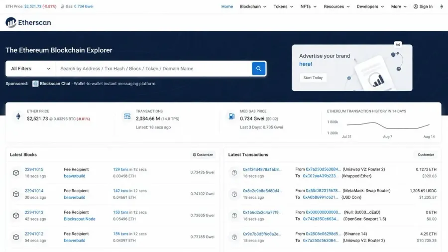 اتر اسکن (Etherscan) | صرافی کیف پول من