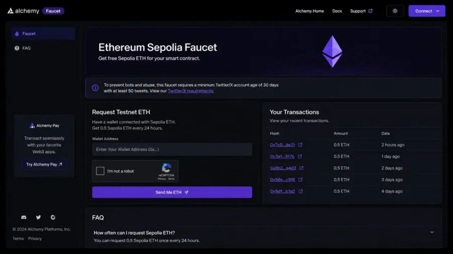دریافت اتریوم تستی (Testnet ETH) برای پرداخت کارمزدهای اولیه | صرافی کیف پول من