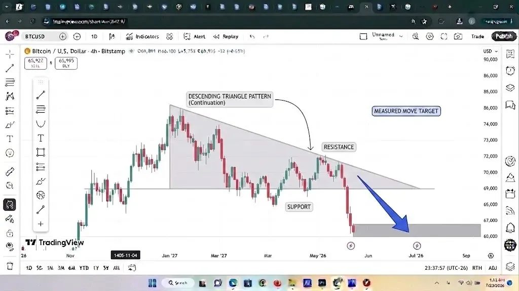 مثلث نزولی | Descending Triangle | صرافی کیف پول من