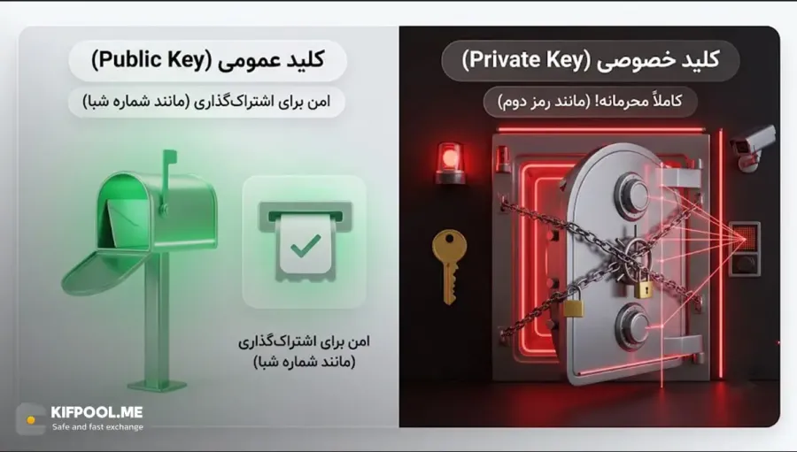 تفاوت آدرس، کلید عمومی، کلید خصوصی و عبارت بازیابی | صرافی کیف پول من